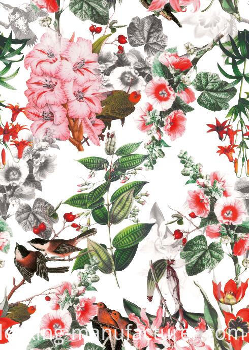 Living Flower/Bird Woven Printed Polyester Garment Fabric